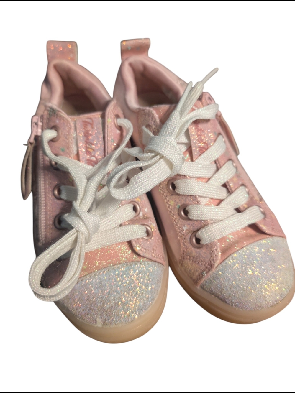 Skechers Twinkle Toes Girls Pink Glitter Low-Top Light Up Sneakers